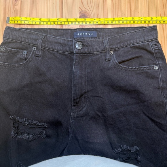 Aeropostale Mom Jeans Womens 12 Black Denim Midrise Cotton Streetwear Distressed - Picture 5 of 7